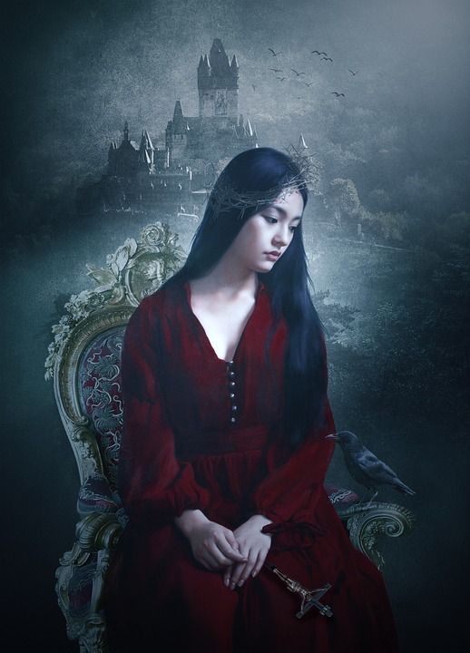 女士 女孩 荆棘的冠冕 十字架 掠夺 年轻 组成 黑色的头发