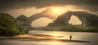 极好的 景观 魔术 光 太阳 情绪 人的 自然 流动 超现实的