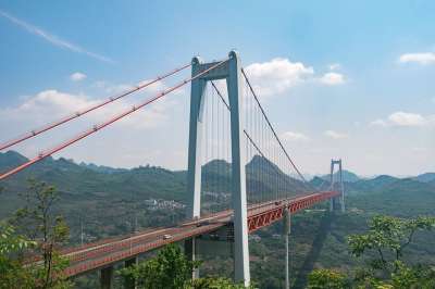 桥 山 坝陵河大桥 关岭 贵州 路 悬索桥 山脉 中国