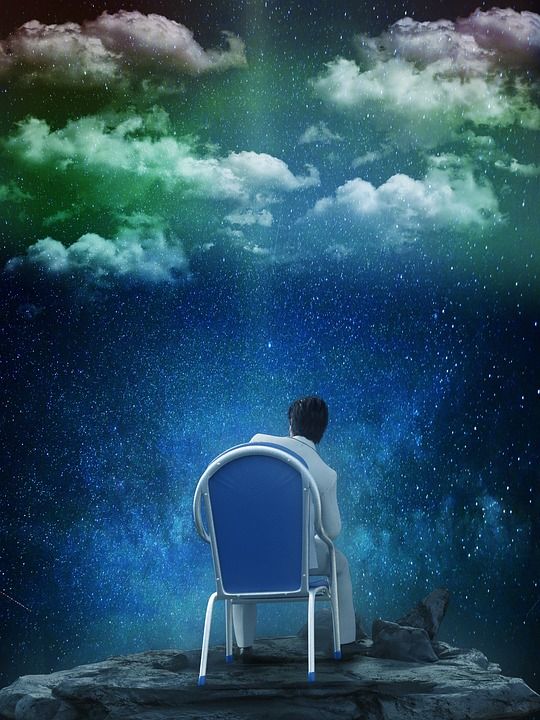 男人 坐在 星星 星空 手表 看 坐 自然 人 夏天 云