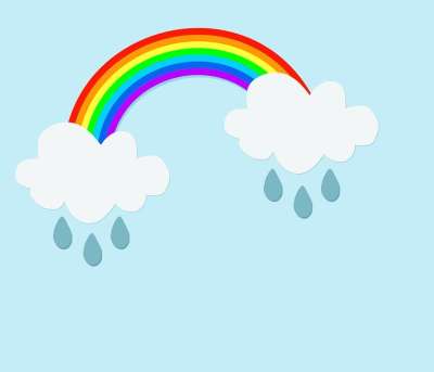 彩虹 云 雨滴 雨 设计 天空 白色的 蓝色的 卡通片 自然