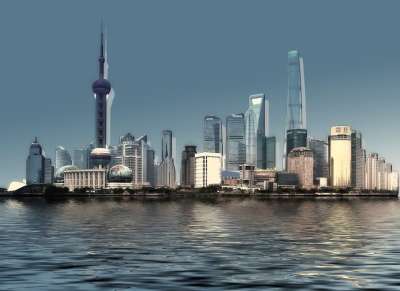 天际线 城市 水 波浪 流动 建造 摩天大楼 建筑学 房屋