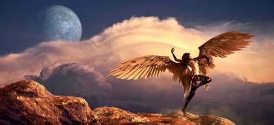 幻想 天使 翅膀 极好的 情绪 光 女孩 女性 神秘 童话