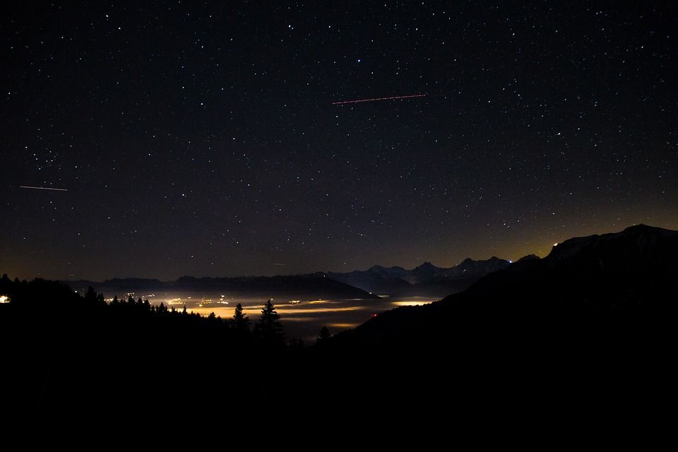 星空, 天堂, 长期接触, 城市, 图恩, 图恩湖, 多雾路段, 瑞士