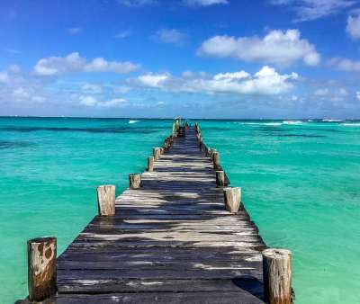 墨西哥 海滩 海洋 桥 景观 假期 坎昆 太阳的 天空 夏天