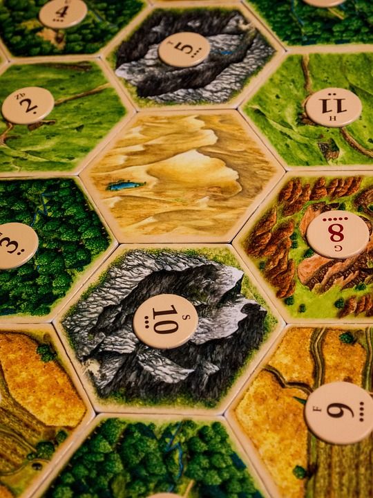 棋盘游戏, 卡坦岛定居者, 游戏, 件, 表, 数字, 六边形, 形状, 竞赛