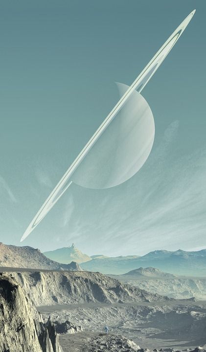 土星 景观 行星 天空 山 坚硬的 山脉 戒指 环形行星