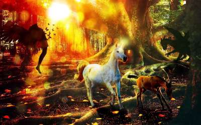 幻想 独角兽 森林 仙女 魔法 神秘 神奇 童话 龙 神话