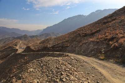 阿富汗 偏僻的 路 丘陵 山 岩石 景观 棕色的道路