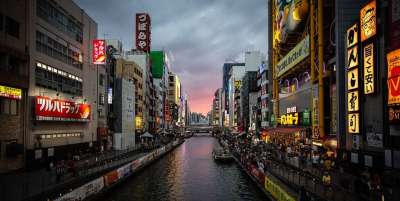 日本 大阪 道顿堀 晚上 灯 城市的 日本人 城市 亚洲 旅行