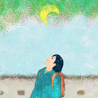 绘画 创造力 想象力 月亮 女孩 阴影