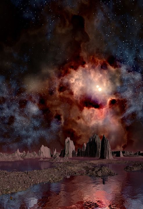 月球景观, 空间, 气雾, 双太阳, 气云, 明星诞生, 恒星形成, 山