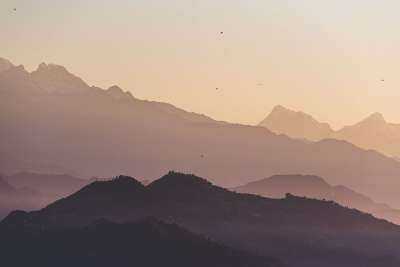 山 日落 晚上 旅游 旅行 冒险 亚洲 自然 博卡拉 景观