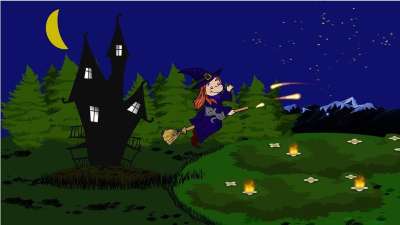 巫婆 万圣节 魔王之夜 女巫的房子 森林 夜晚 星空 女巫森林