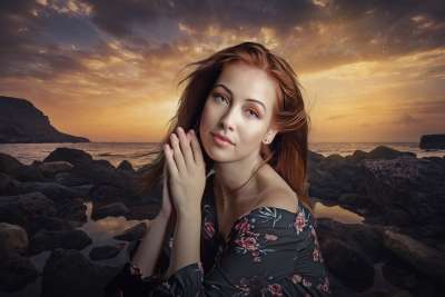 肖像 幻想 幻想肖像 女士 女孩 美丽 年轻 模型 红头发