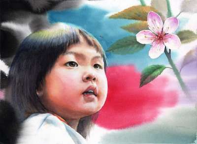 肖像水彩 肖像 孩子们画画 人物画 女孩 白俊升 儿童 绘画