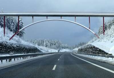 公路 冬天 雪 路 桥