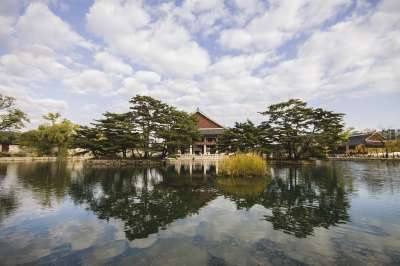 韩国 寺庙 湖 结构 传统的 古老的 南 佛教 韩国人 宗教