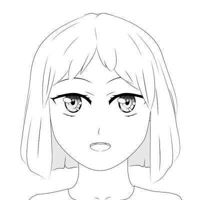 画画 动漫 漫画 女孩 卡通片 可爱的 特点 草图 脸 正面