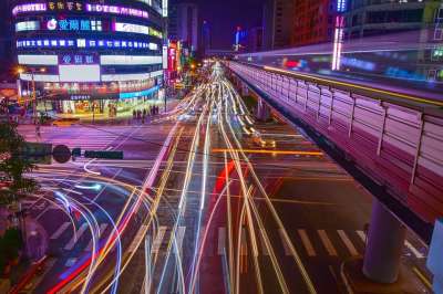 台灣台北市 街頭 城市夜景 光軌 城市夜景 城市夜景 城市夜景