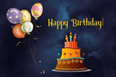 生日蛋糕 气球 生日快乐 生日贺卡 复古气球 生日祝福 生日卡通