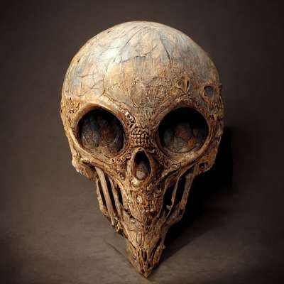 颅骨 外星人 设计 古老的 恐怖 可怕的 爬行 头 画画 绘画