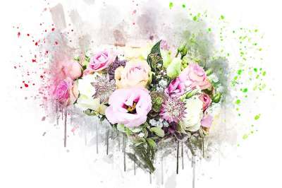 花朵 花束 艺术 抽象 自然 婚礼 水彩 优质的 春天 浪漫的