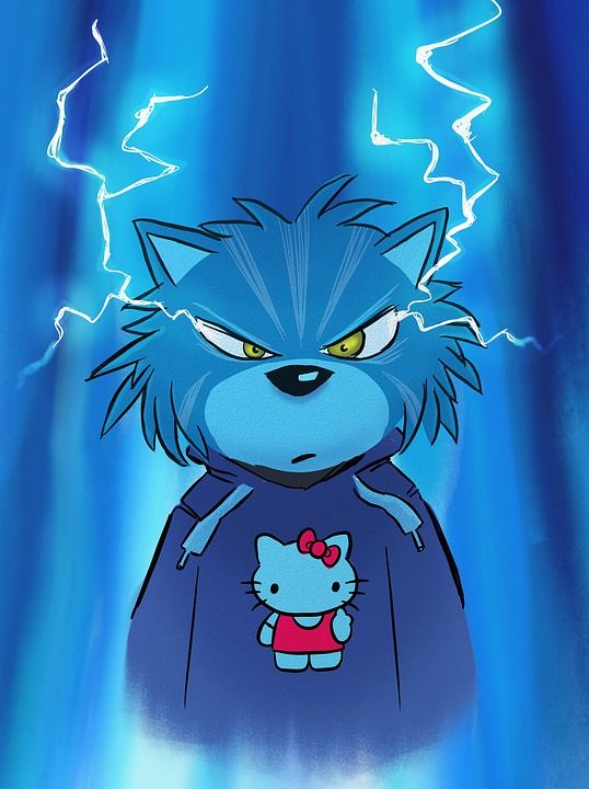 卡通片 猫 漫画 特点 乐趣 有趣的 可爱的 蓝色的卡通