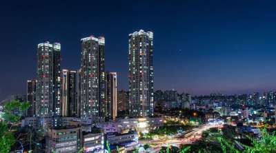 汉城 夜景 市中心 城市 晚上 韩国 光 首尔夜景 路灯