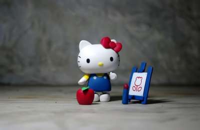 凯蒂猫 基蒂 你好 绘画 艺术品 画画 苹果 红色的 万代