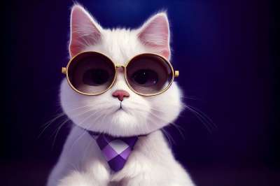 猫 小猫 酷猫 白色猫咪 太阳镜 色调 时尚 领带 宠物 基蒂