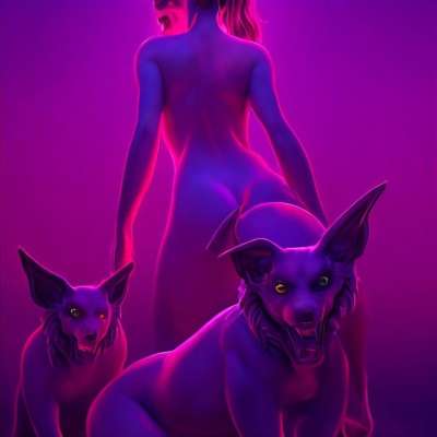 裸 女士 小狗 性感的 地狱犬 地狱 恐怖 恐惧 紫色的