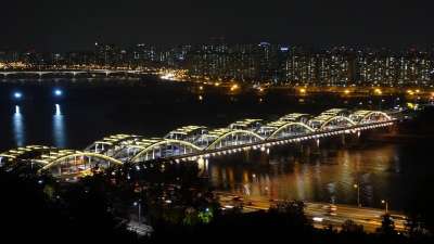 汉城 夜景 汉江 汉江大桥 桥 夜间摄影