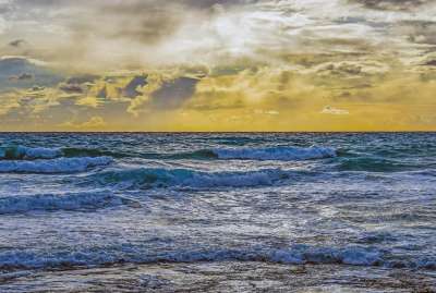 海 日落 黄昏 地平线 自然 海景 波浪