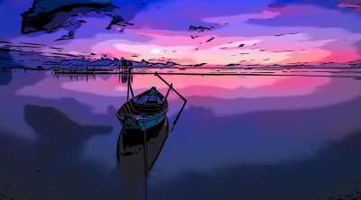 漫画 船 看法 湖 明信片 水 荒野 安静的 户外的 天空