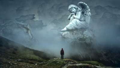 幻想 圣 天使 山 童话 神秘 极好的 华丽 景观 气势磅礴