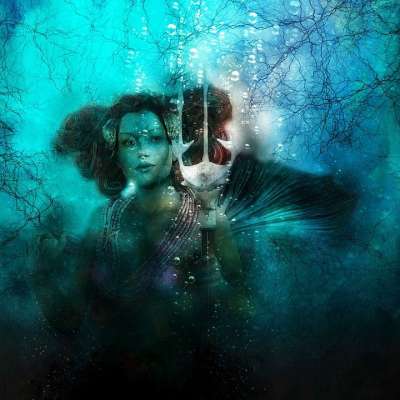 美人鱼 警报器 神秘 海 水 海浪 游泳 幻想 童话故事 女士