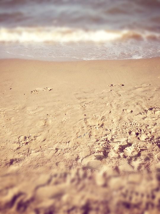 海边 大海 脚印