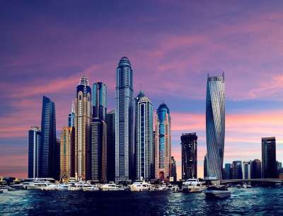 港口 城市 天际线 阳光 日落 橙色的 红色的 城市景观 结构