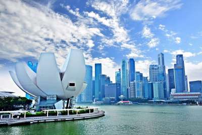 滨海湾 新加坡 湾 城市 摩天大楼 现代建筑 艺术与科学博物馆
