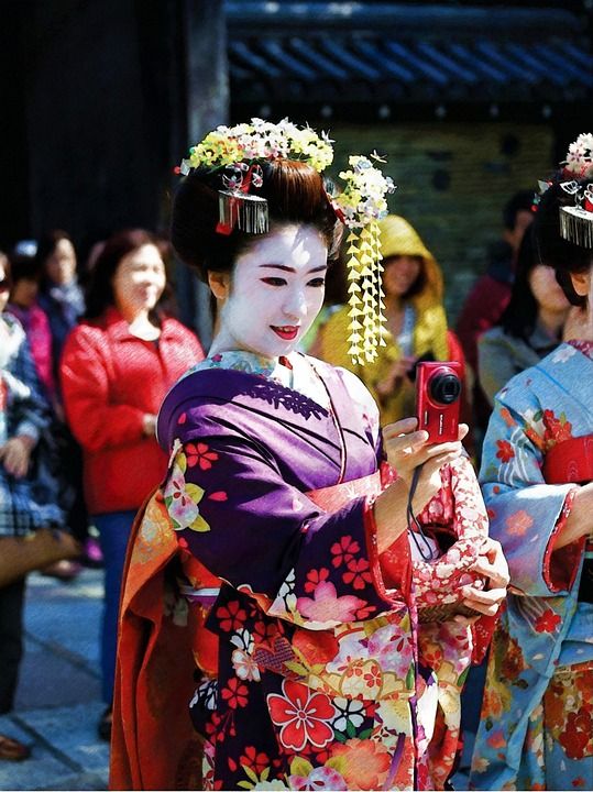 艺妓 传统的 衣服 女性 和服 旅行 旅游 吸引力 风俗 文化