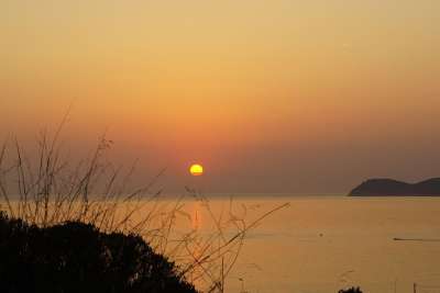 日落 希腊 大海 水 海洋