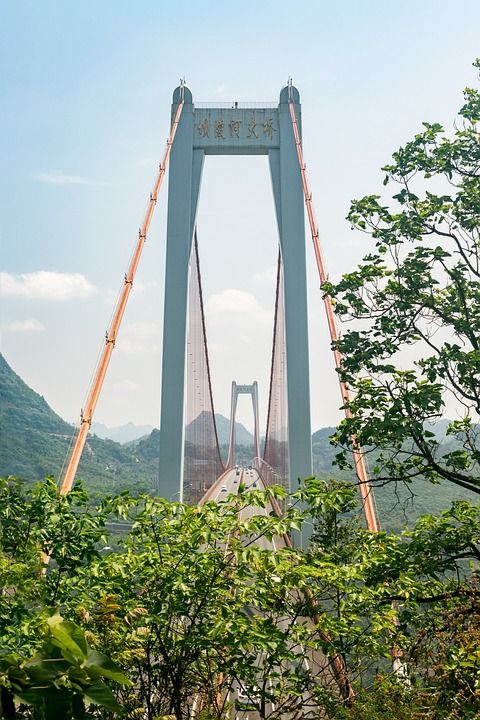 坝陵河大桥 桥 路 悬索桥 结构 贵州 中国 关岭