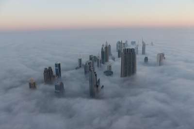 城市景观 迪拜 多雾路段 日出 Burj 阿拉伯联合酋长国 蓝日出