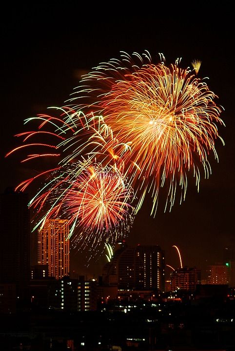 焰火 节日 曼谷 泰国 庆典 喜庆的 黑庆祝