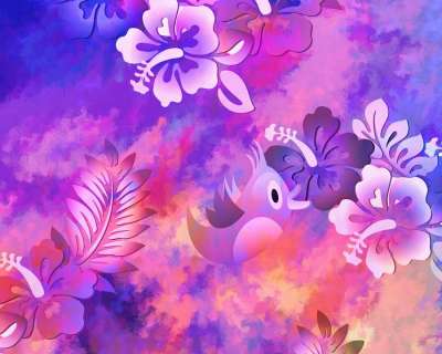 抽象 花朵 鸟 艺术品 数字艺术 数字绘画 花的 装饰 装饰性的