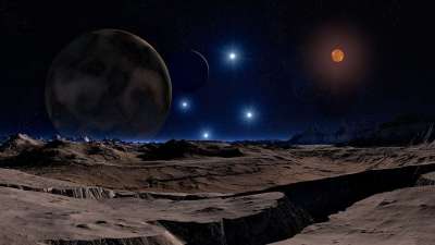 月球景观 星星 褐矮星 太阳 行星 山 山脉 分裂 空间 宇宙