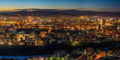 夜景 城市的 乌兰巴托中心 光 蒙古 夜景 夜景 夜景 夜景