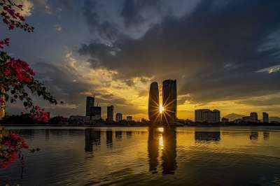 海 汉江 太阳 光线 五彩纸屑 天空 越南 漂亮 旅行 日落