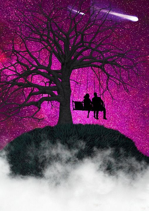 夜晚 摇摆 天堂 神秘 幻想 星空 傍晚的天空 树 气氛 作曲